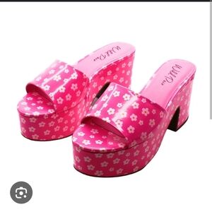 Wild Pair Hot Pink Daisy Heels
